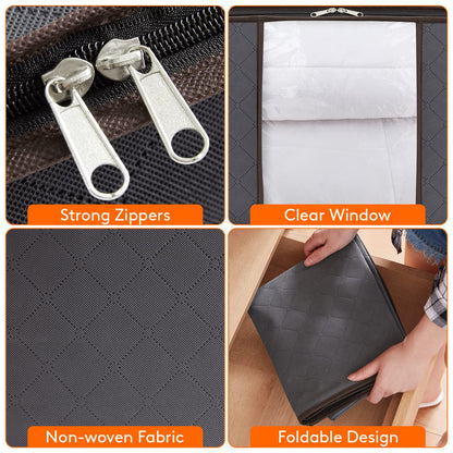 Lifewit 95L Clothes Storage Bags, Foldable Storage Box Moving Bags Wardrobe Storage Organiser Packing Boxes for Moving House with Clear Window for
