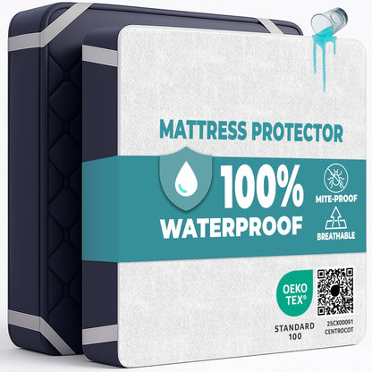 King Size Mattress Protector Waterproof for Bed 160x200 cm Premium Cotton Terry Bed Cover with Elastic Straps Sheet Soft and Breathable Mattress