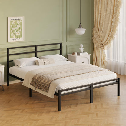 Lutown-Teen Metal Double Bed Frame with Headboard and Footboard