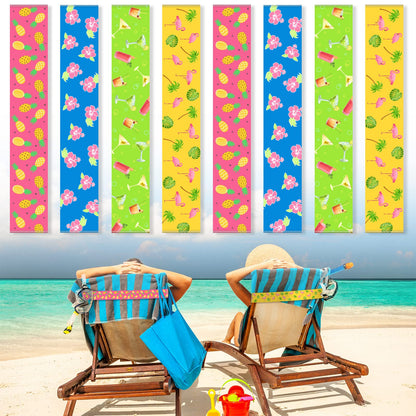 8 Pack Towel Bands for Beach Chairs Cruise Towel Clips for Lounge Beach Pool Chairs Towel Strap Holder Elastic Windproof Beach Accessories for Summer