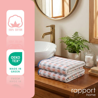 Rapport Home Santa Cruz Face Towels 2 Pack | Blush | 30x30cm | Luxurious 500GSM 100% Cotton | Oeko-Tex Certified Soft & Absorbent Face Cloths