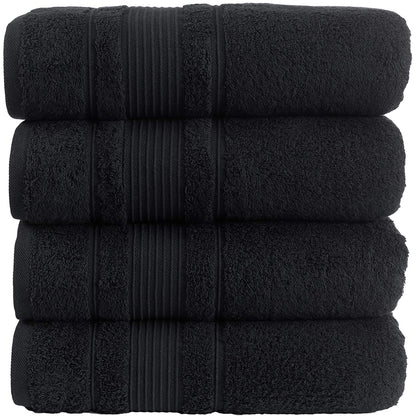 Qute Home 4-Piece Bath Towels Set, 100% Turkish Cotton Premium Quality Towels for Bathroom, Quick Dry Soft and Absorbent Turkish Towel