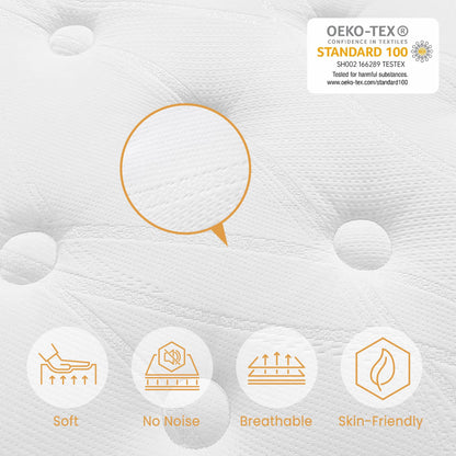 TeQsli King Mattress 5FT Memory Foam Spring Hybrid Mattress 27CM