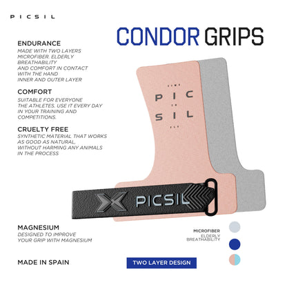 PICSIL Condor Grips for Cross Training, Grips without Holes with Technical Fabric, Greater Protection and Comfort, for Gym, Box, Weightlifting,