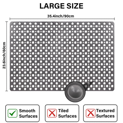 Mofonky Non Slip Shower Mat: 90 x 60 cm Large Shower Mats for Inside Shower - Soft TPE Anti Slip Anti Mould Long Shower Matt with Large Drain Holes