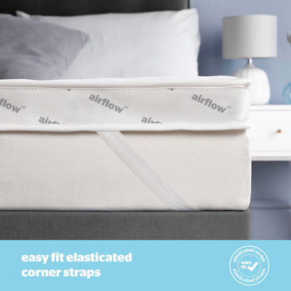 Silentnight Airflow 800 Single Mattress Topper - Extra Thick Deep Fitted Mattress Enhancer with 8cm Thick Cushioning, Mesh Sides to Increase Airflow