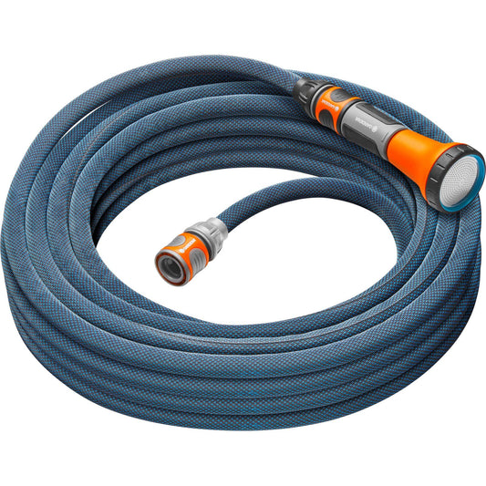 Gardena Liano Xtreme 1/2 inch, 15m set: Extremely robust textile garden hose, for indoor water taps, with PVC inner tube, lightweight,