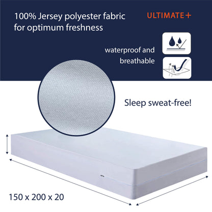 Twillie - Integral Mattress Cover 150x200x20 cm Waterproof - Anti bedbug - Oeko-TEX® Mattress Cover AEGIS® treatment Anti-Dust Mite, Anti-Bacterial
