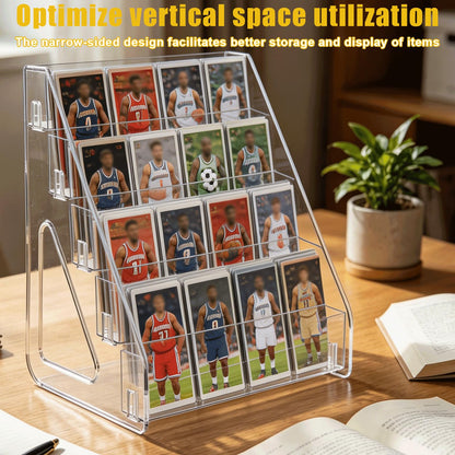 WEXFFU 5-Tier Card Display Stand, PET Material Trading Card Display Stand, Clear Display Case for Card Collection & Show, Greeting Card Organiser