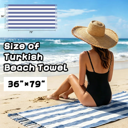 2 Pcs Turkish Beach Towel Cotton Lightweight Sand Free Blanket Quick Dry Serviette de Plage Towels for Swimming Camping Accessories Women Summer