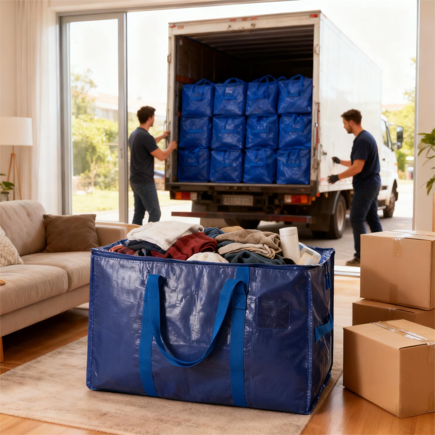 Meetall Extra Large Moving Bags with Zippers - 27x14x15 Inch Heavy Duty Storage Totes