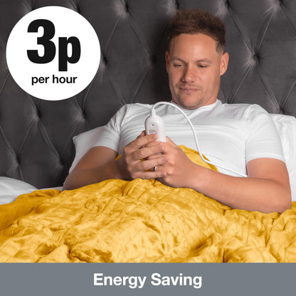 Purus Gold Heated Throw Electric Blanket, 160 x 120cm Heated Blanket Machine Washable Soft Micro Fleece Electric Throw Overblanket with 12HR Timer and