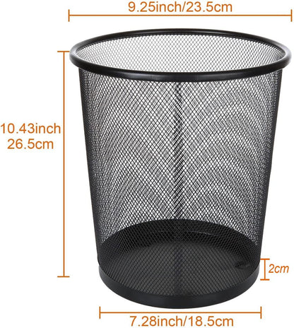 FWEEK 4 Pack Mesh Waste Paper Bin 12 Litres Metal Waste Basket Small Trash Can Rubbish Bin for Bedrooms Bathrooms Office Home Kitchens Supplies