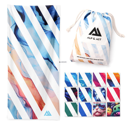 ALP & ACT Beach Towel XXL 200x90 cm - 100% Recycled Microfibre - SUPER LIGHTWEIGHT & Quick Dry - Large Microfibre Towels for Beach & Sun Lounger