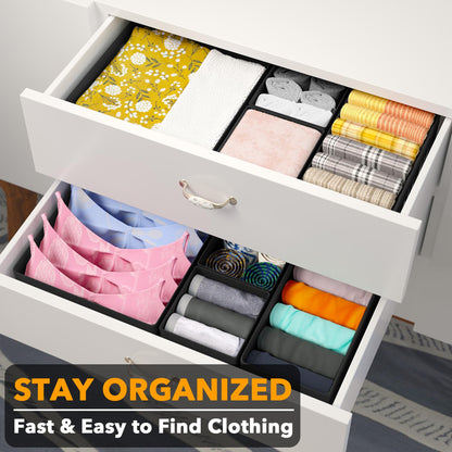 SpaceAid Drawer Organizer for Clothes, 12 Pack Dresser Drawer Organizer Bins, Closet Organizers and Storage Dividers for Clothing, Underwears, Socks