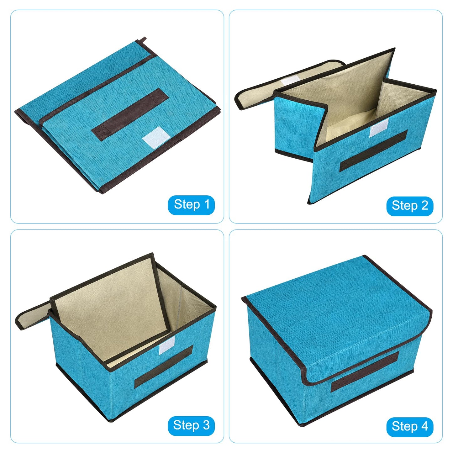 PATIKIL Fabric Collapsible Storage Bin 10.2 x 7.5 x 6.3 Inch, 3 Pcs Foldable Storage Box Cube with Lids and Handle Organizer Container for Home
