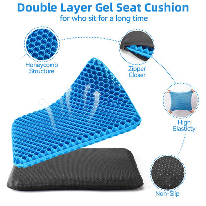 Dyserbuy Honeycomb Cushion, Orthopaedic Gel Seat Cushion for Pressure Relief, Memory Foam Cushions for Office Chairs, Car, and Wheelchair