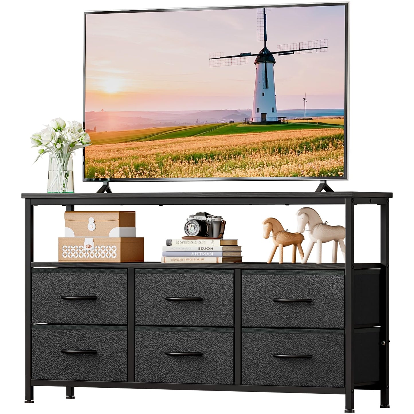 TV Stand Cabinet for TVs up to 55 inches,Console Table with 6 Drawers