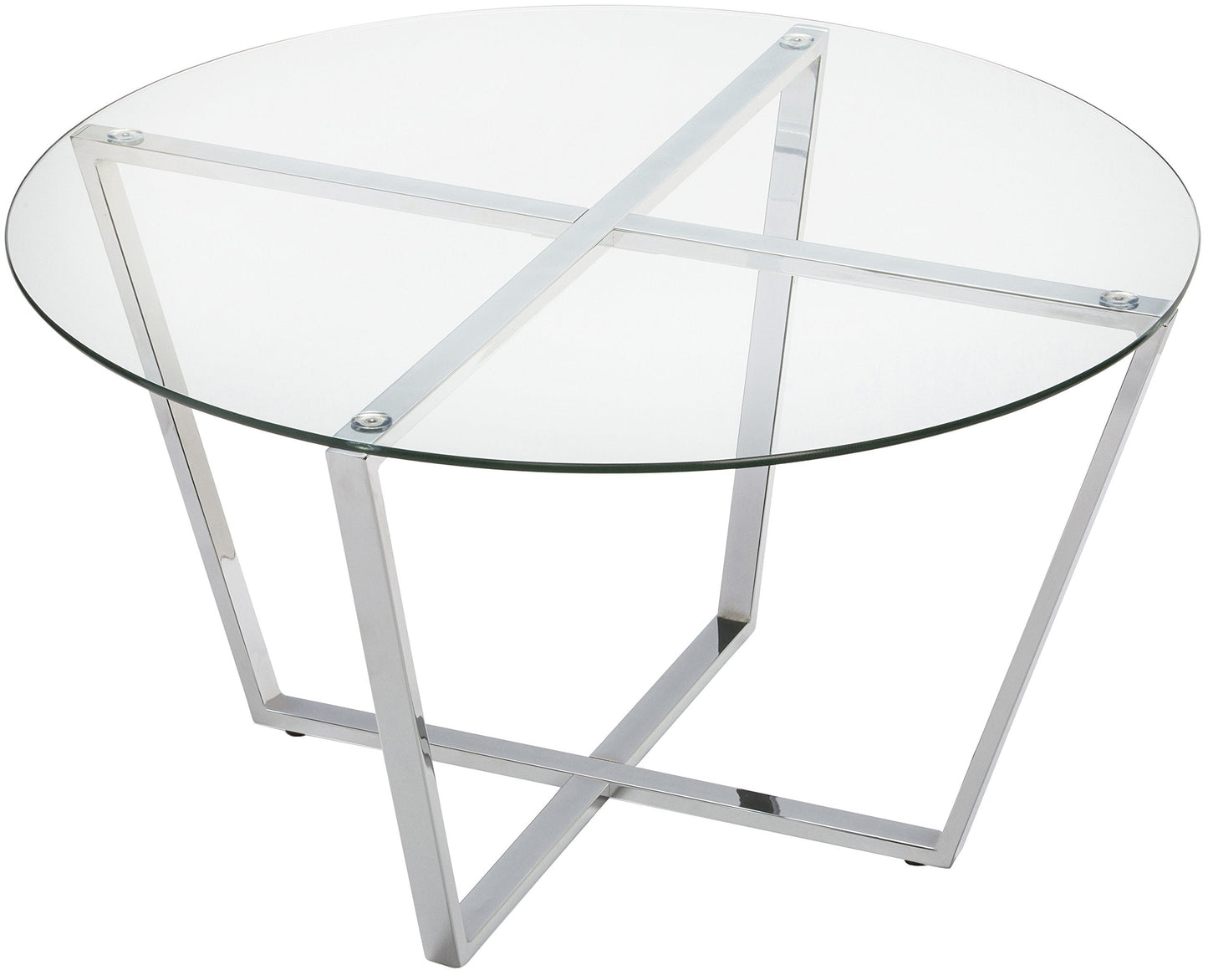 Mango Steam Round Metro Glass Coffee Table/Side Table/for Living Room & Dining Room - Clear Top/Chrome Base