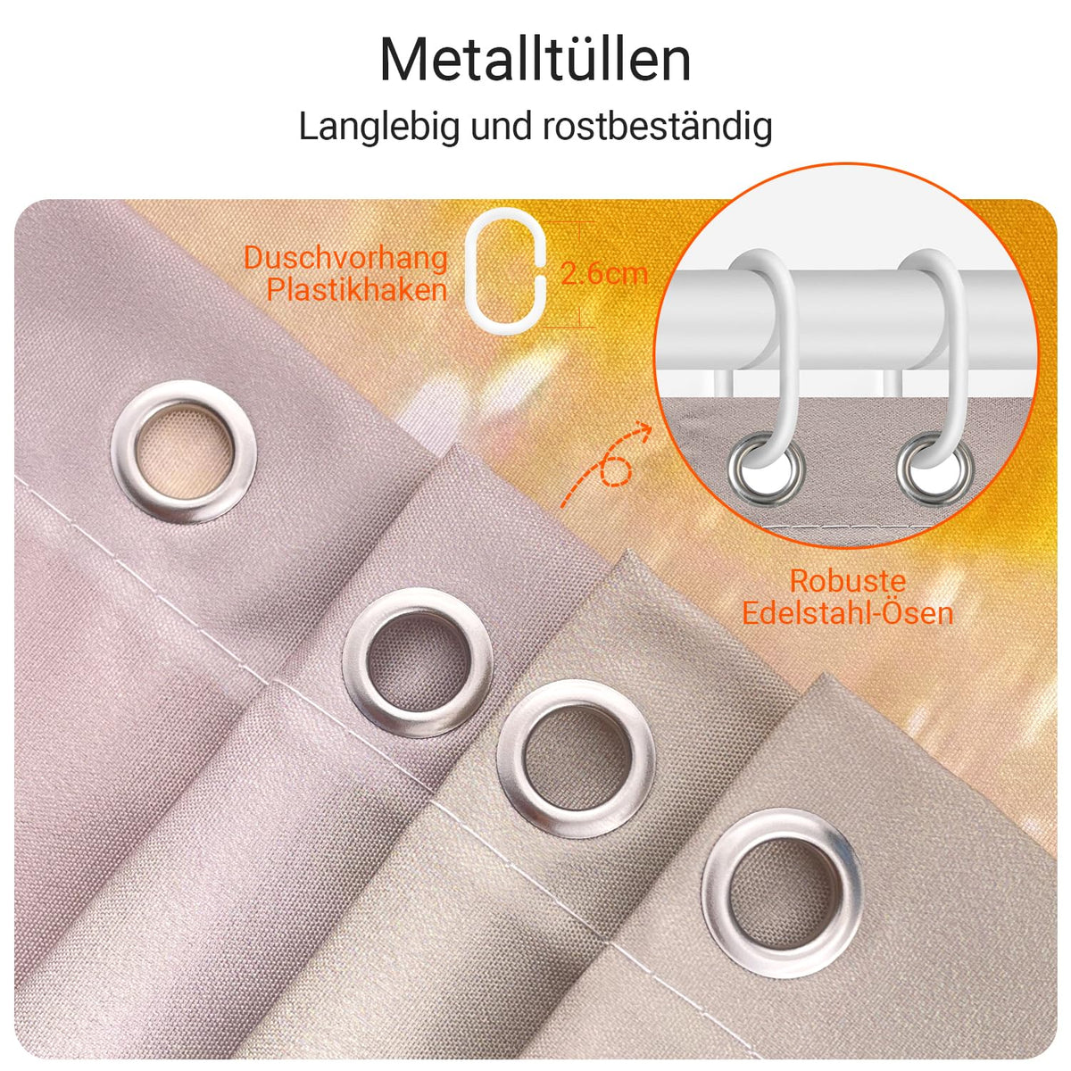 Lerores Shower Curtain, 180 x 200 cm, Yellow Duck, Weighted Hem, Anti-Mould Textile, Water-Repellent