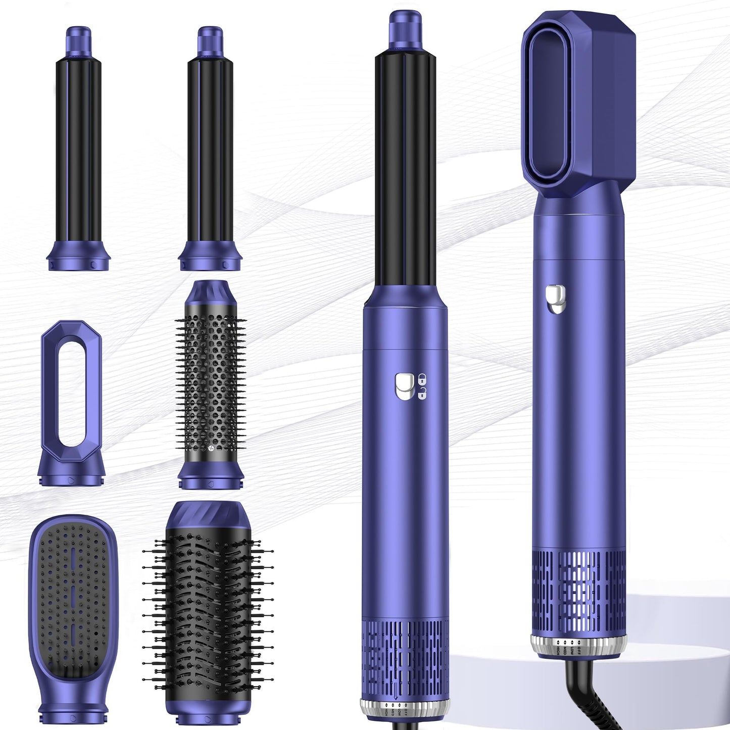 MogaWave 6 in 1 Air Styler with Magic Styler Airbrush 6 in 1 Multi Styler, Blow Dry Hair Brush, Air Curler, Air Brush Hair Stylers for Drying and