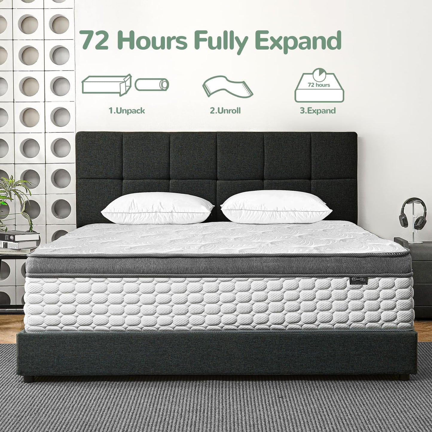 Giovanly 10 Inch Small Double Size Mattress, Hybrid Mattress in a box Gel Memory Foam, Pocket Springs