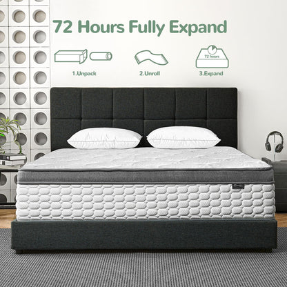 Giovanly 10 Inch Small Double Size Mattress, Hybrid Mattress in a box Gel Memory Foam, Pocket Springs