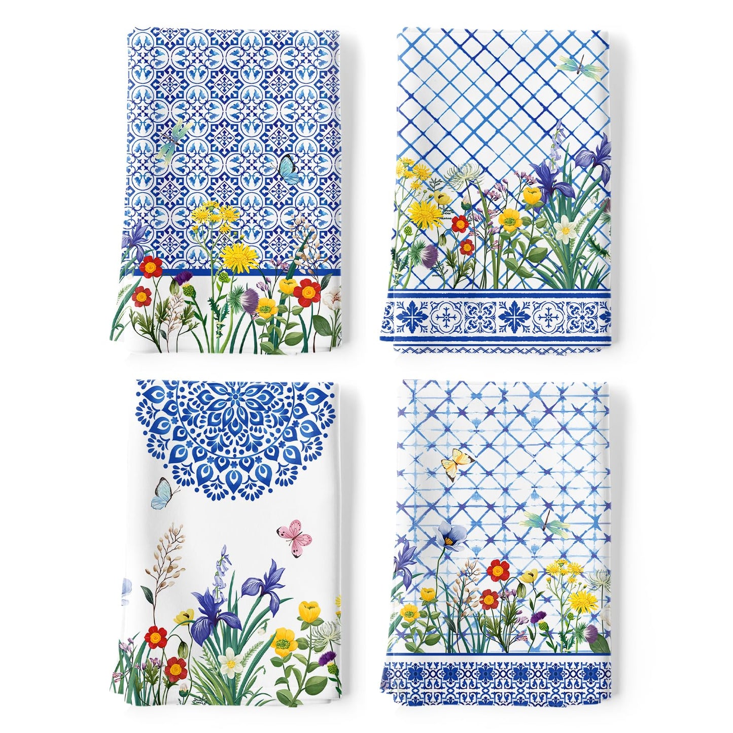 Arquiel Retro Wildflower Kitchen Towel 100% Cotton Quick Dry Dish Towels 48 x 70CM, Dishcloth Hand Towels for Housewarming Gifts Dining, Home,