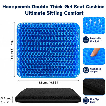 Jiangshun Gel Seat Cushion & Pressure Relief Pad – Double Layer Honeycomb