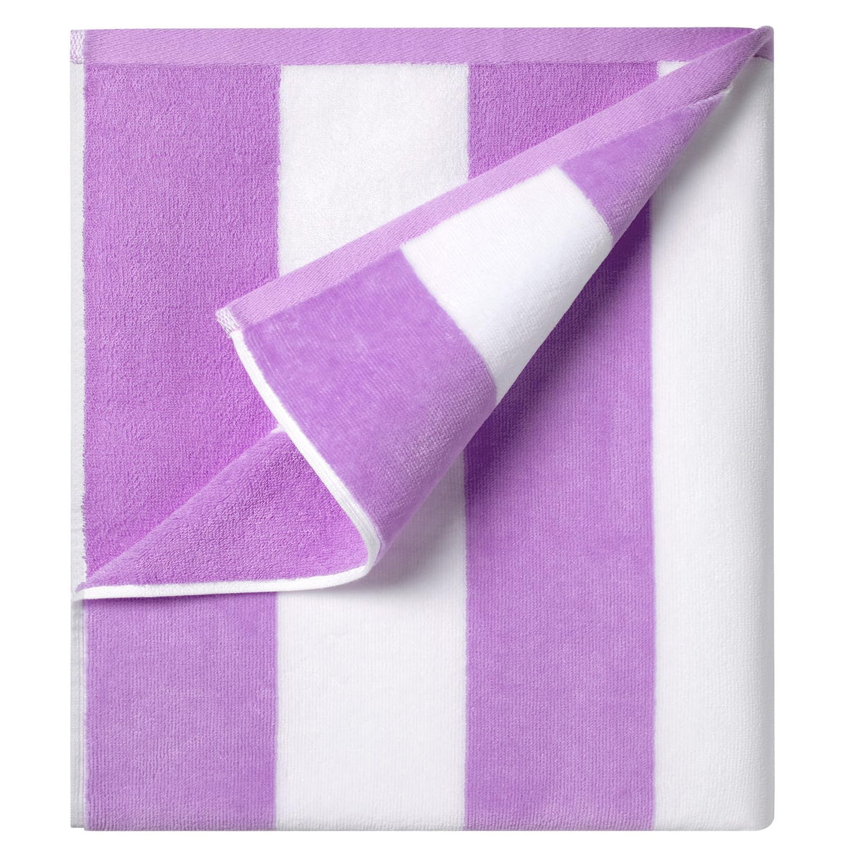 Ouxiaobai Cotton Oversized Beach Towel - 35 x 70 Inch Large Size Pool Towel, Striped Soft Cabana Swim Towel Purple