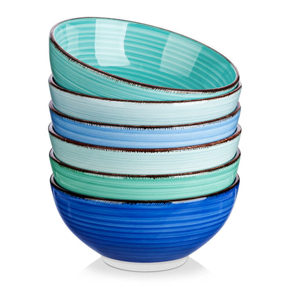 vancasso Bonita Cereal Bowls Set of 6, 27 Oz Ceramic Soup Bowls, Serving Bowls for Salad, Noodle, Porridge, Rice, Dishwasher & Microwave Safe, Cool