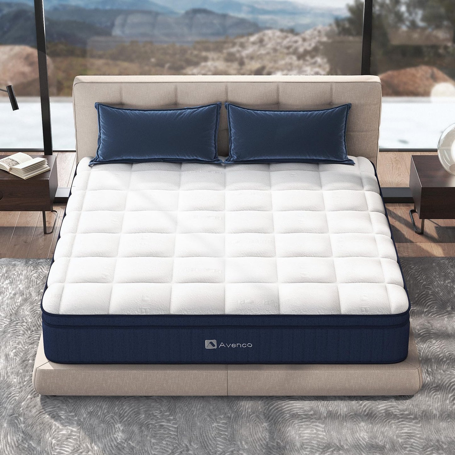 Avenco Double Mattress, 7 Inch Bamboo Foam Pocket Sprung Mattress double, Luxury Breathable Tencel Fabric Innerspring Hybrid Mattress, 4ft 6 Mattress