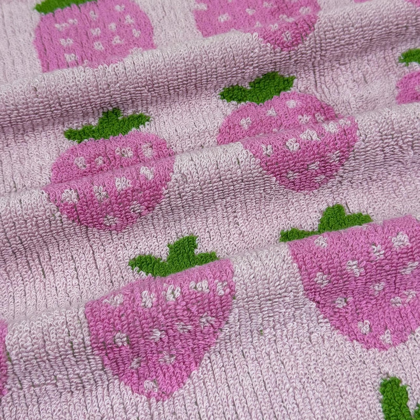 USTIDE Fruit Hand Towels Set of 2 Lovely Pink Strawberry Hand Towel Cotton Hand Towel Soft Absorbent Face Towel for Bathroom Kitchen 14x30 Inch