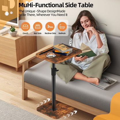 MOXYOY C-Shaped Side Table, Sofa Table, Coffee Table, Adjustable Height & 360° Swivel, Modern Small Table, Couch End Tables That Slide Under for Sofa