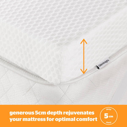 Silentnight Impress Memory Foam - 5cm Thick Luxury Orthopedic Mattress Topper for Back and Neck Pain - Removable Washable Cover - Small Double, White