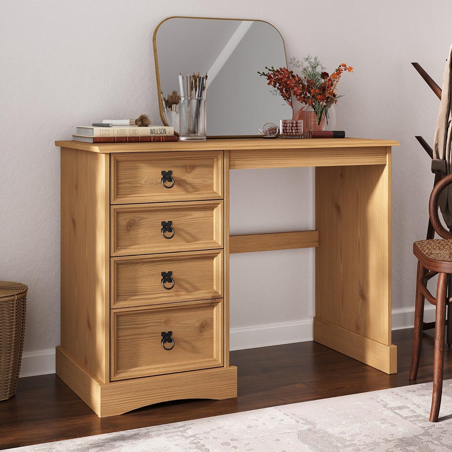 Mews Corona Dressing Table 4 Drawer Desk Computer Mexican Solid Pine