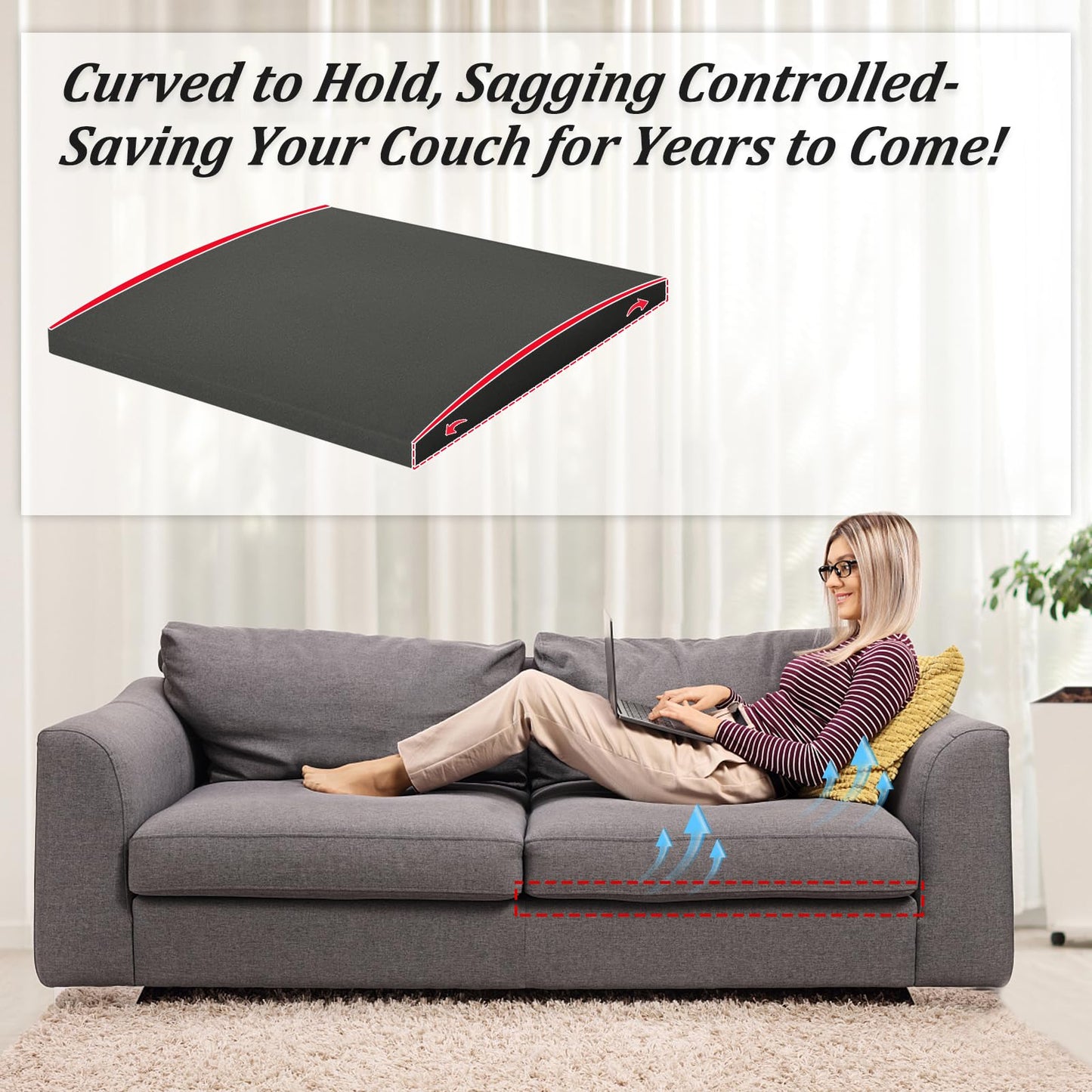 TANYOO Sofa Cushion Support for Sagging Seat Curve Furniture Seat Under Cushion Sag Repair -1Pack