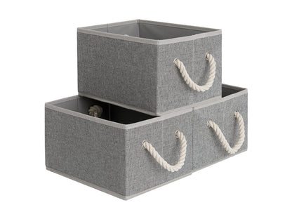 StorageWorks Storage Baskets for Shelves, Foldable Storage Boxes with Soft Handles, Fabric Organiser Boxes for Wardrobe