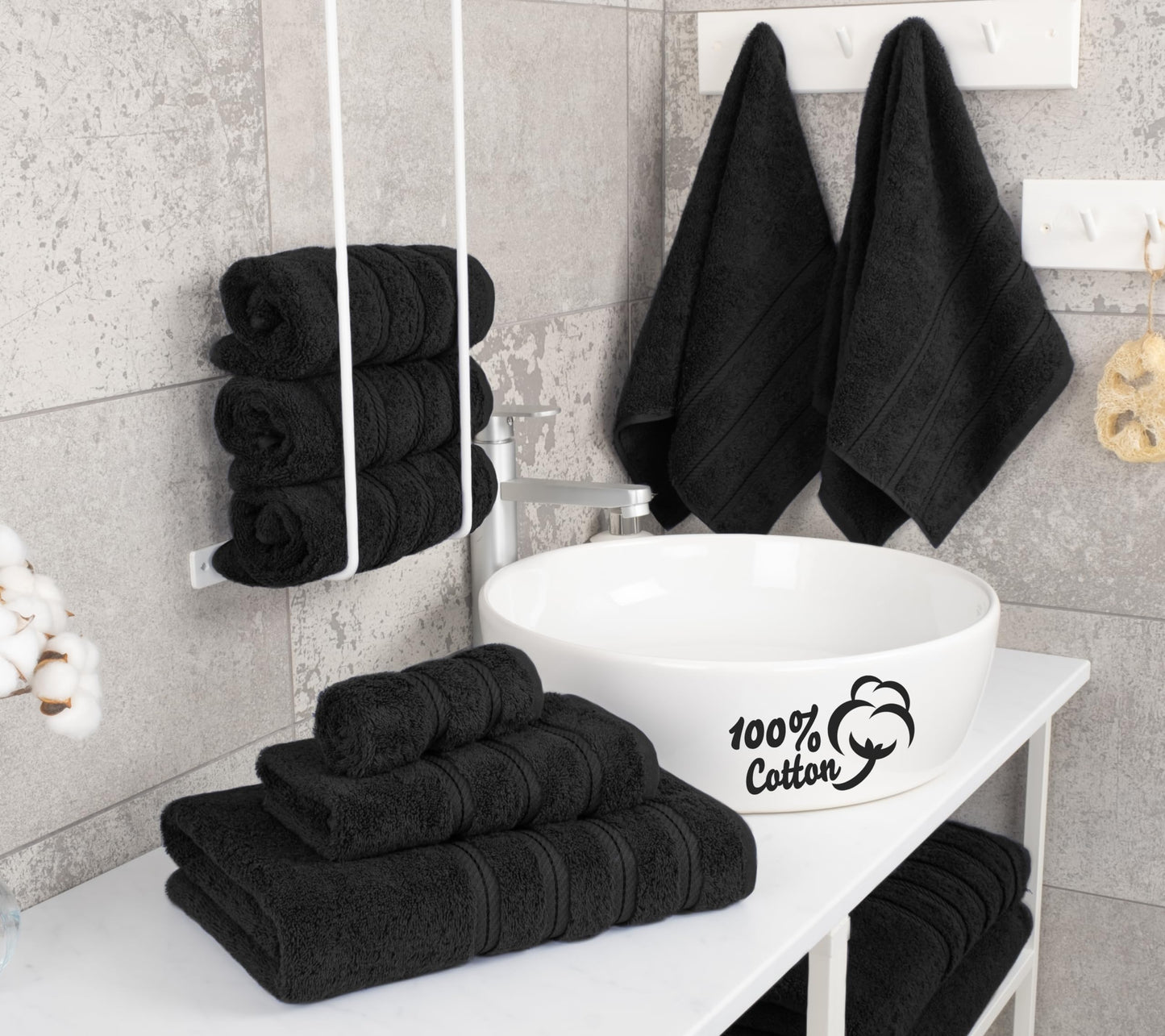 American Soft Linen 6-Piece 100% Turkish Genuine Cotton Premium & Luxury Towel Set for Bathroom & Kitchen, 2 Bath Towels