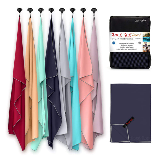 Snug Rug Microfibre Beach Towel Large 80 x 160cm ? Super Absorbent Quick Drying Lightweight Sand Proof Beach Towels Eclipse Blue