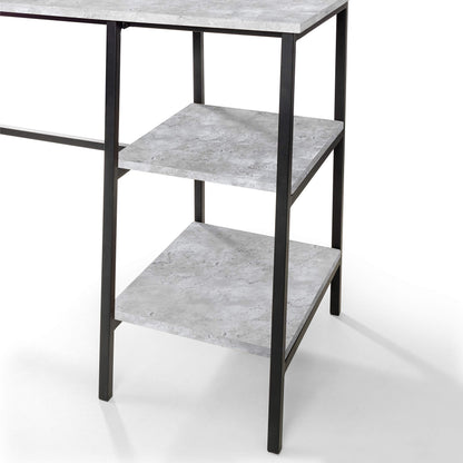 Julian Bowen Staten Desk with Shelves, Concrete Effect - H72 x W104 x D45cm