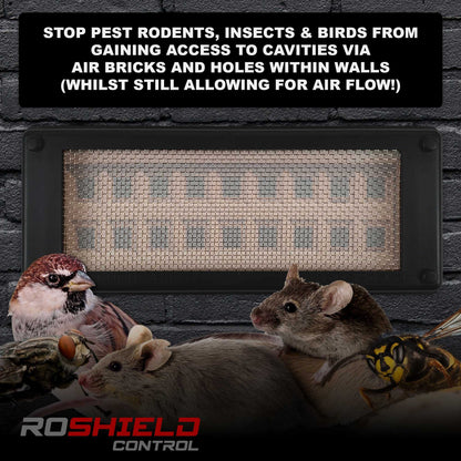 Roshield Pest Proofing Air Brick Mesh Vent Cover | Mouse Insect Rodent Control Prevention x 10 (Brown, Standard)