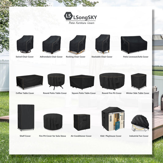 LSongSKY Outdoor Swivel Lounge Chair Cover 2 Pack,Waterproof Heavy Duty Outdoor Chair Covers,Patio Rocking Chair Covers For Outdoor Furniture,(30 W x