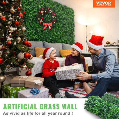 VEVOR Artificial Boxwood Panel UV, Boxwood Hedge Wall Panels, Artificial Grass Backdrop Wall 4 cm Green Grass Wall, Fake Hedge for Decor Privacy Fence