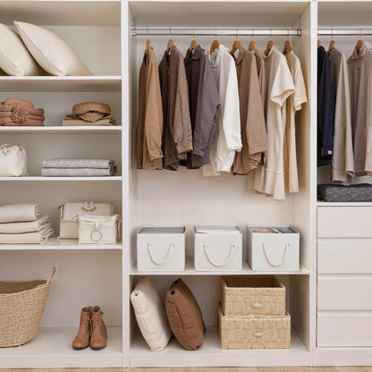 StorageWorks Large Storage Boxes for Organising, Foldable Storage Baskets for Shelves, Fabric Storage Boxes with Handles