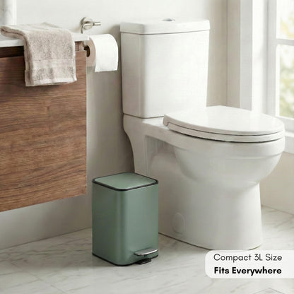 Erreke Bathroom Pedal Bin 3L, Green, Removable Inner Bucket, Modern Design