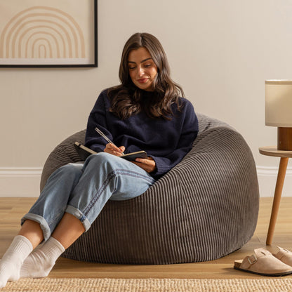 icon Kingston Cord Bean Bag with Filling Included, Grey