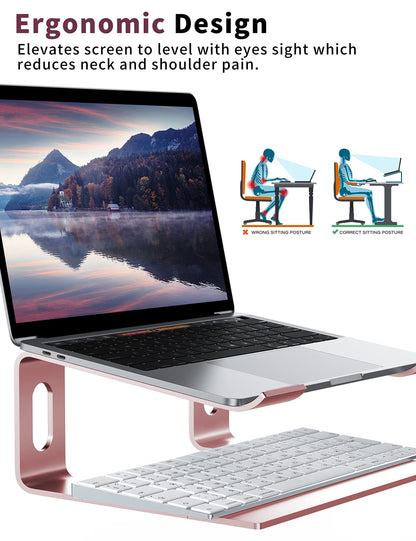 ALASHI Laptop Stand for Desk, Aluminum Computer Riser, Ergonomic Notebook Holder, Detachable Metal Laptops Elevator