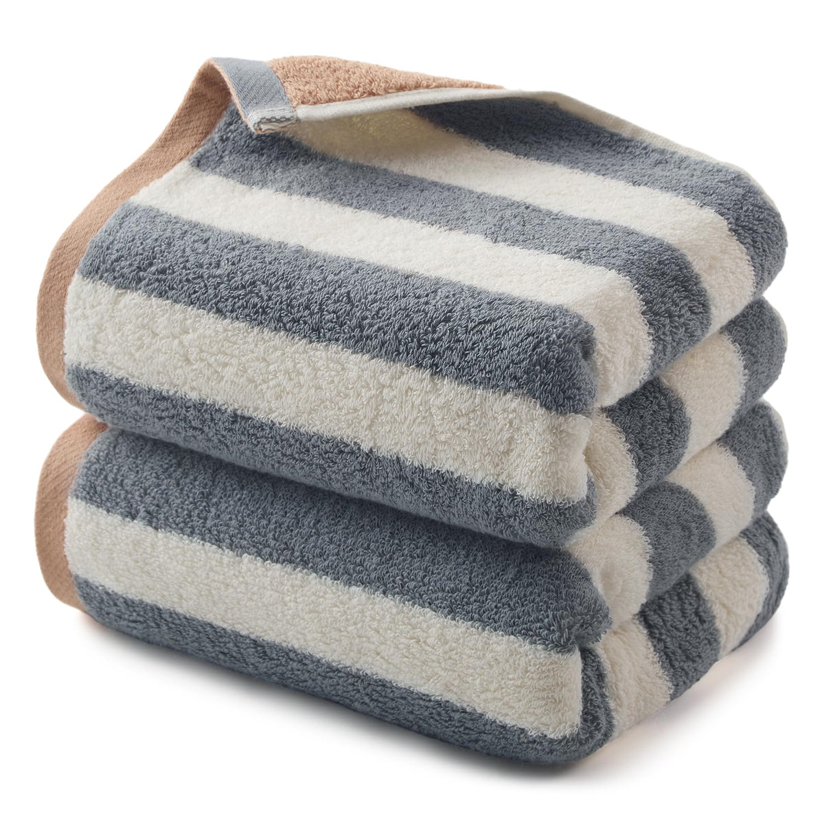 REDKISS 2 Pack Striped Hand Towels for Bathroom - 100% Cotton Decorative Hand Towel Set, 32x72cm, Soft Absorbent and Quick-Dry Towels for Bathroom