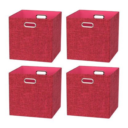 BinWhiz 4 Pack Collapsible Linen Fabric Storage Cubes/Organiser - 33x33x33 cm Fabric Bins for Kallax Shelves, Cabinet, Bookcase, Closet